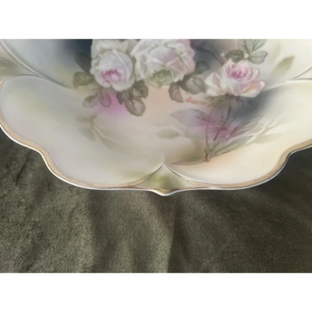 Vintage German Made‎ Artist Signed Serving Bowl Hand Painted By Rocheval Gold